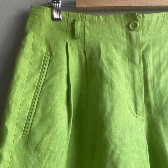 Renato Nucci Green Linen High Waist Shorts size M - Picture 2 of 6